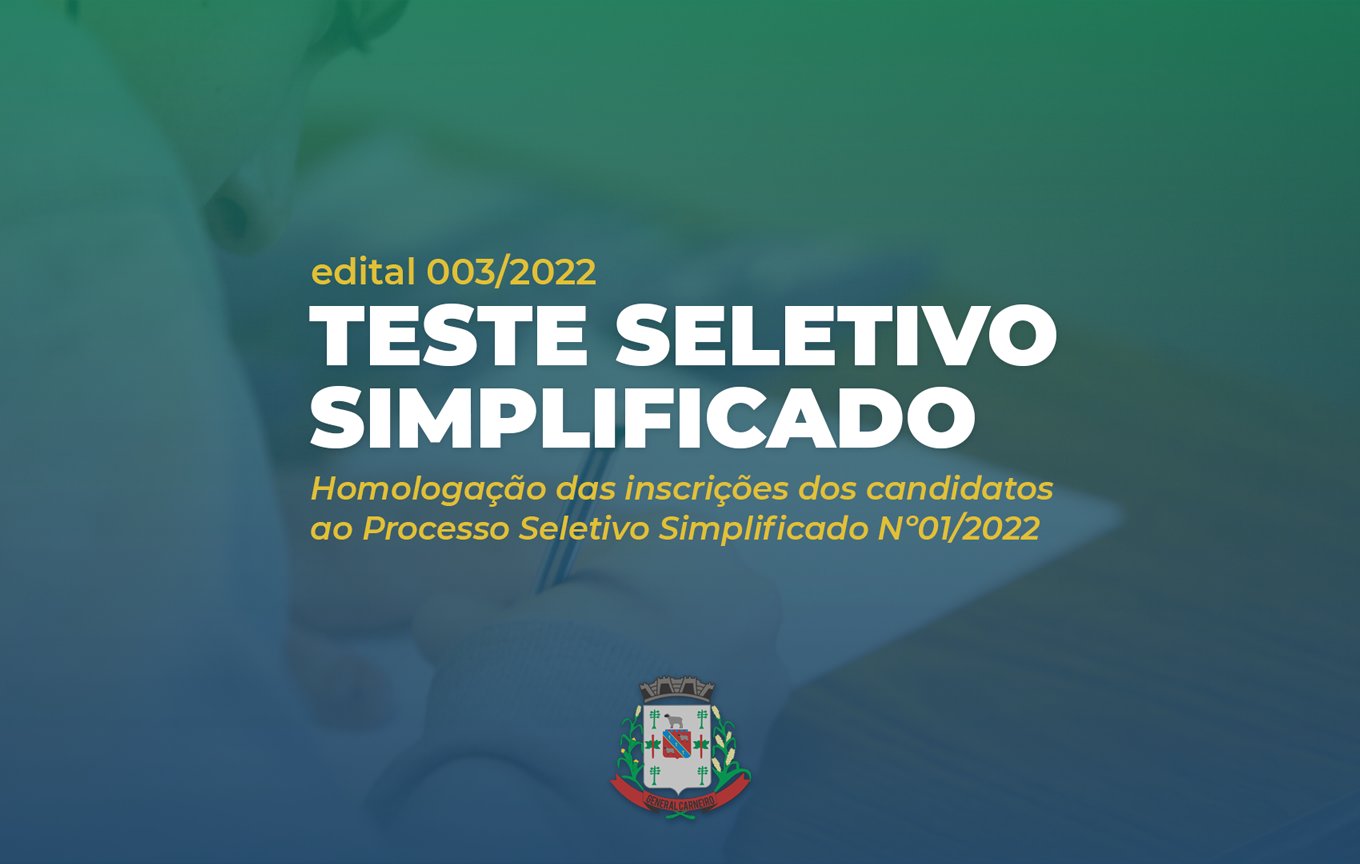 Homologação das Inscrições nº 01/2022 do Teste Seletivo Simplificado edital 03/2022