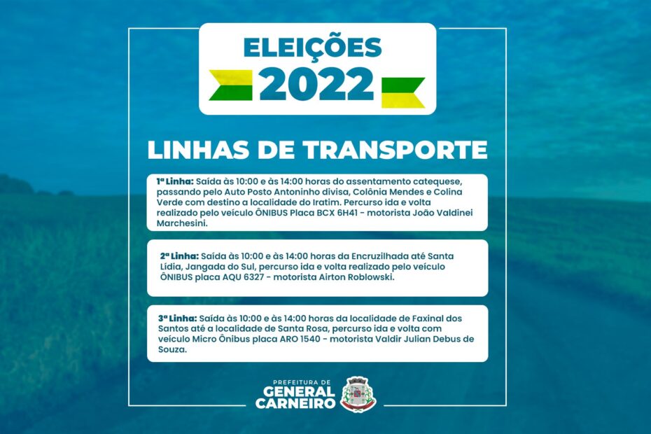 Confira as Linhas de Transporte para as eleições deste domingo (02):